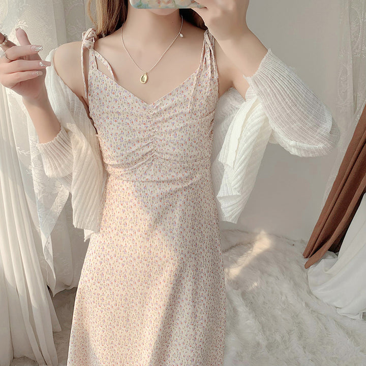 Robe d'été pour femmes avec des bretelles tressées et des détails en volants Chic & Stil