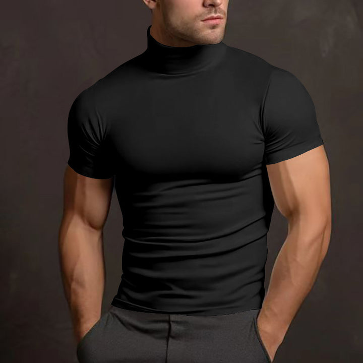 Fitted men's T-shirt with short high collar and highly stretchable material Lune London