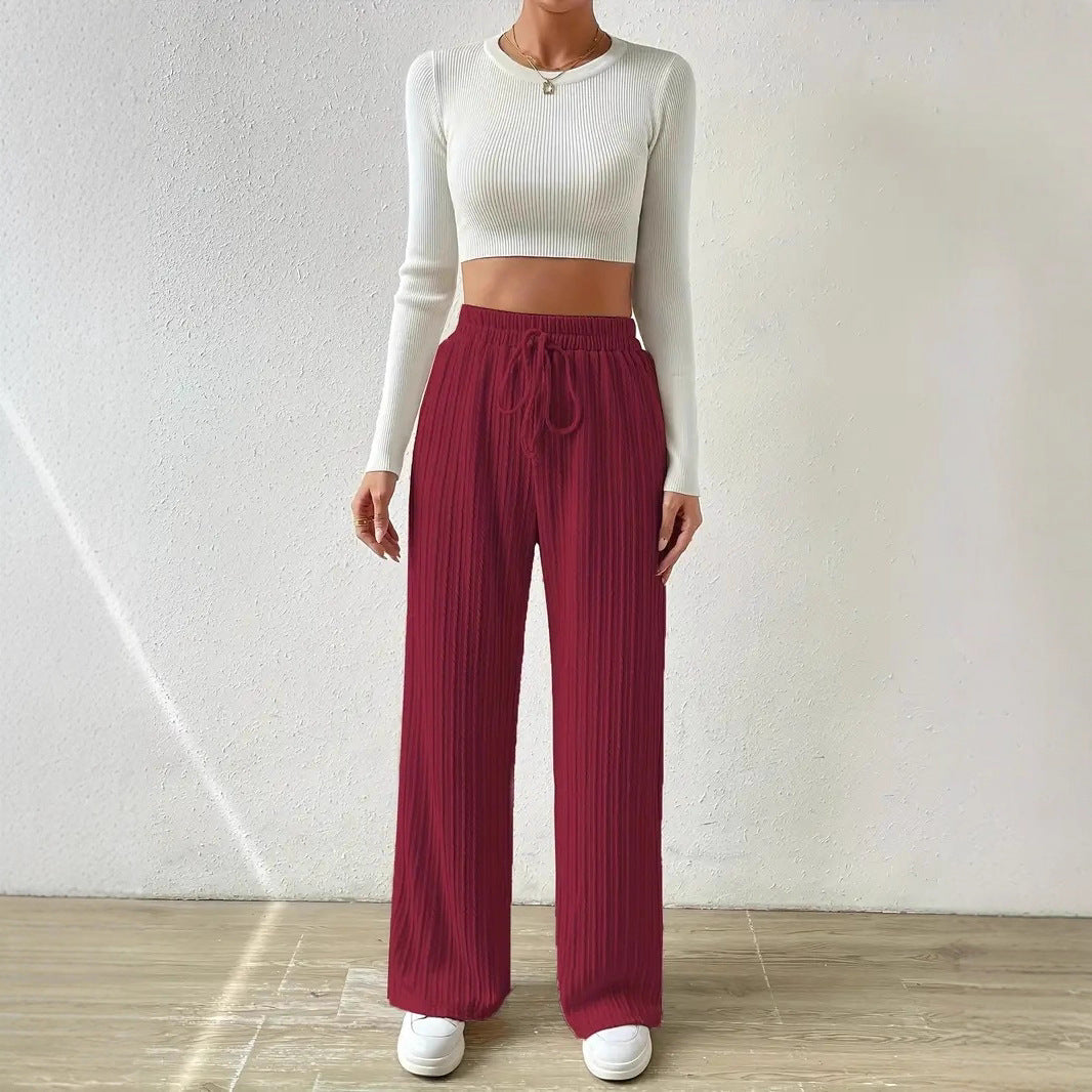 Ladies Comfortable Fabric Pants with Textured Surface Lune London