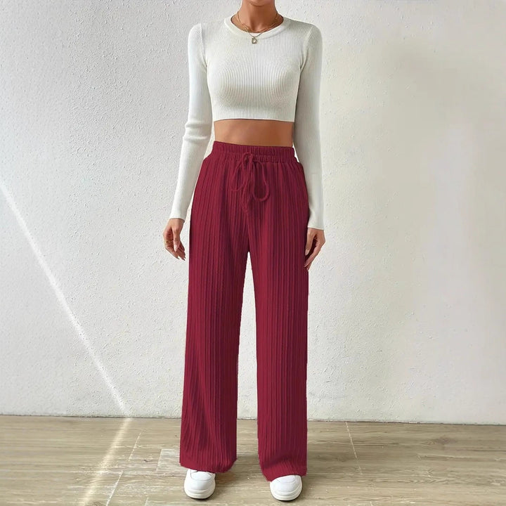 Ladies Comfortable Fabric Pants with Textured Surface Lune London