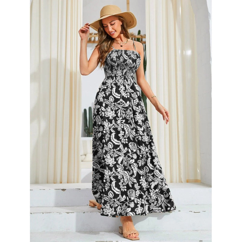 Ladies floral print maxi dress with spaghetti straps Lune London