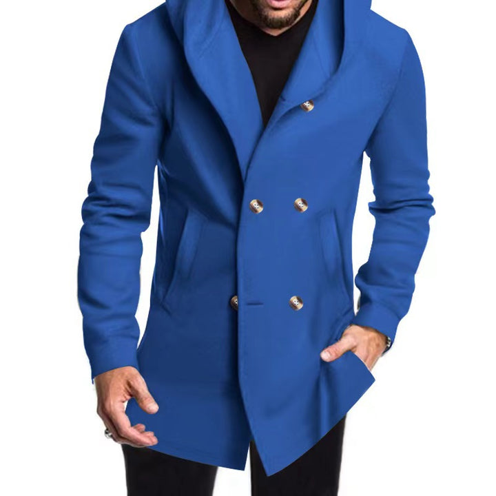 Fashionable men's coat with hood and double-breasted buttons Lune London