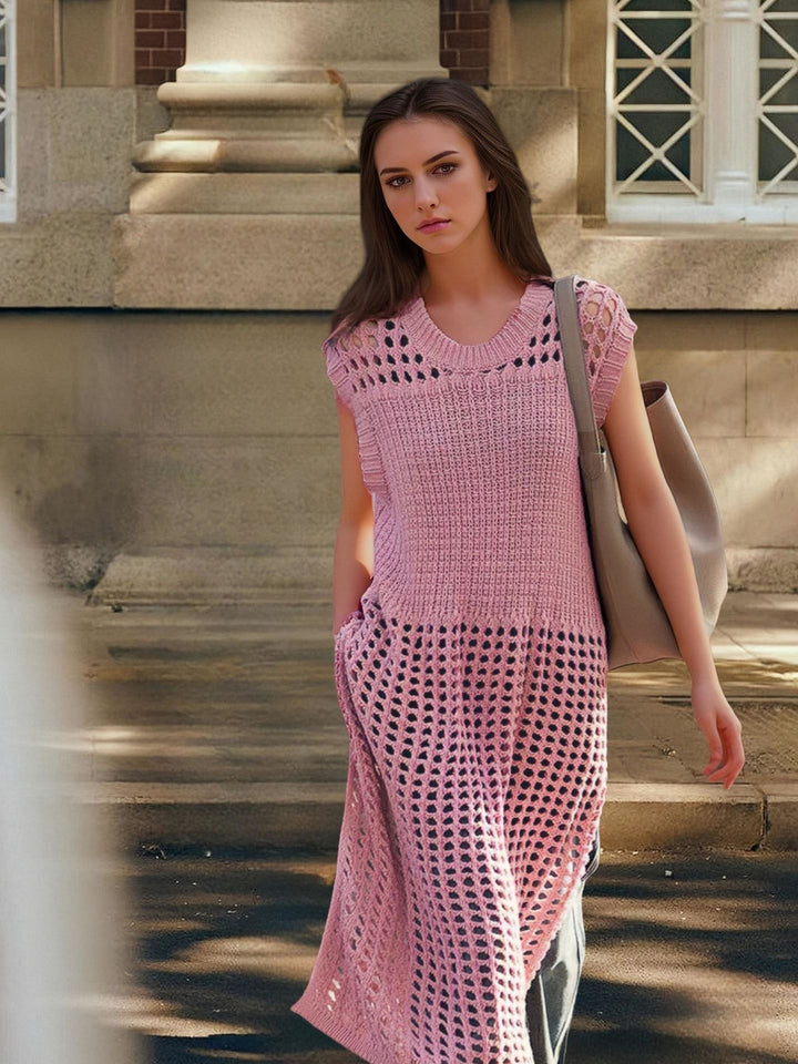 Airy knit dress for ladies with decorative perforated pattern Lune London