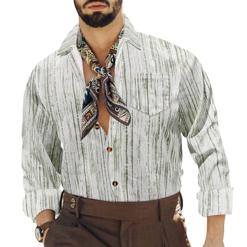 Men's long sleeve shirt with modern stripes and a chic and stylish appearance