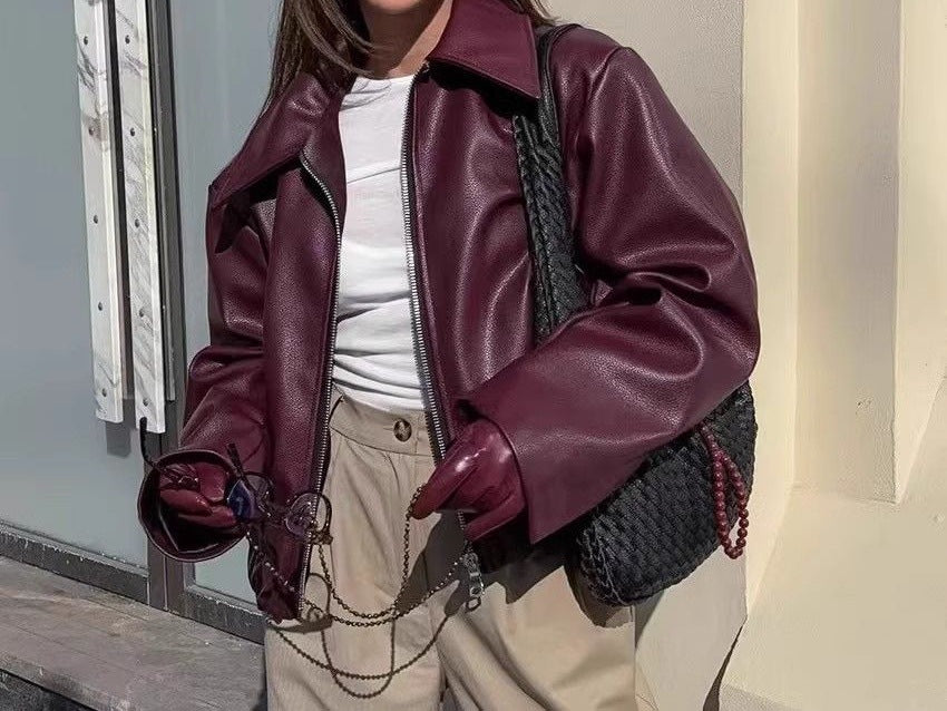Oversized modern leather jacket for women Lune London