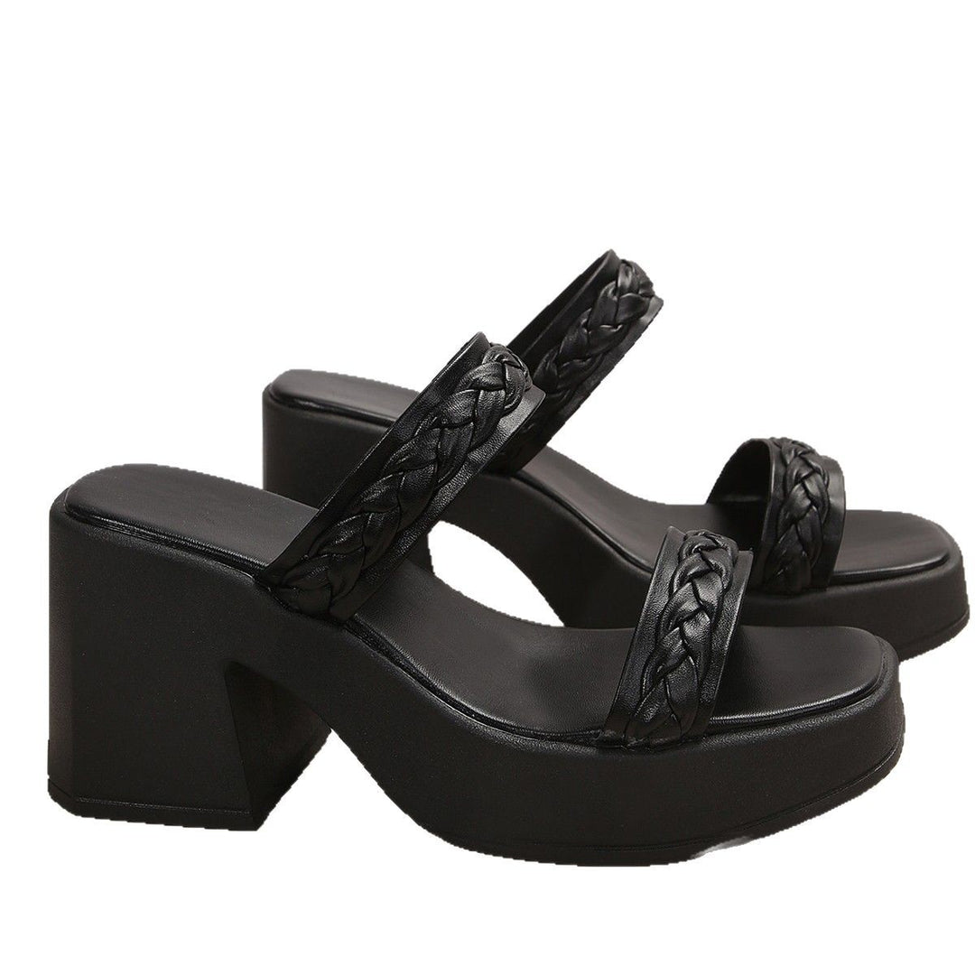 Wedge sandals for women with braided strap design and sturdy heel Lune London