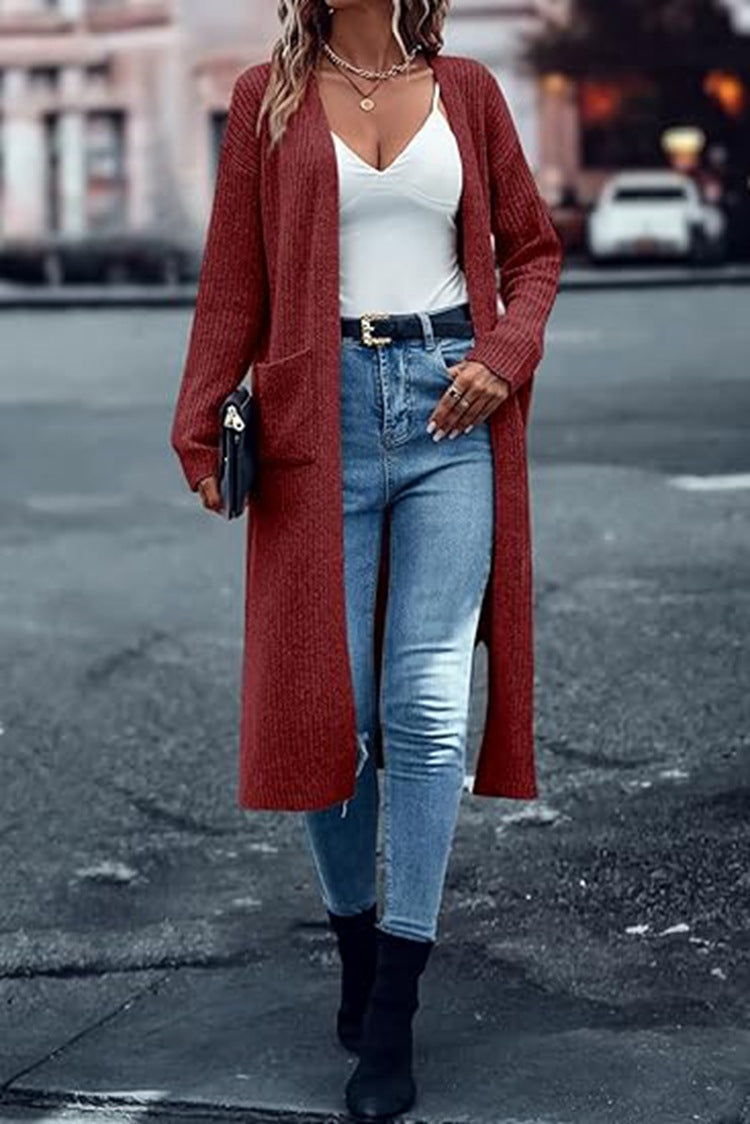 Women's Knit Coat with Long Sleeves and Practical Pockets Lune London