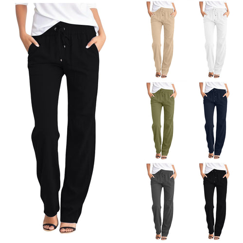 Women Lightweight Casual Pants with Drawstring Lune London