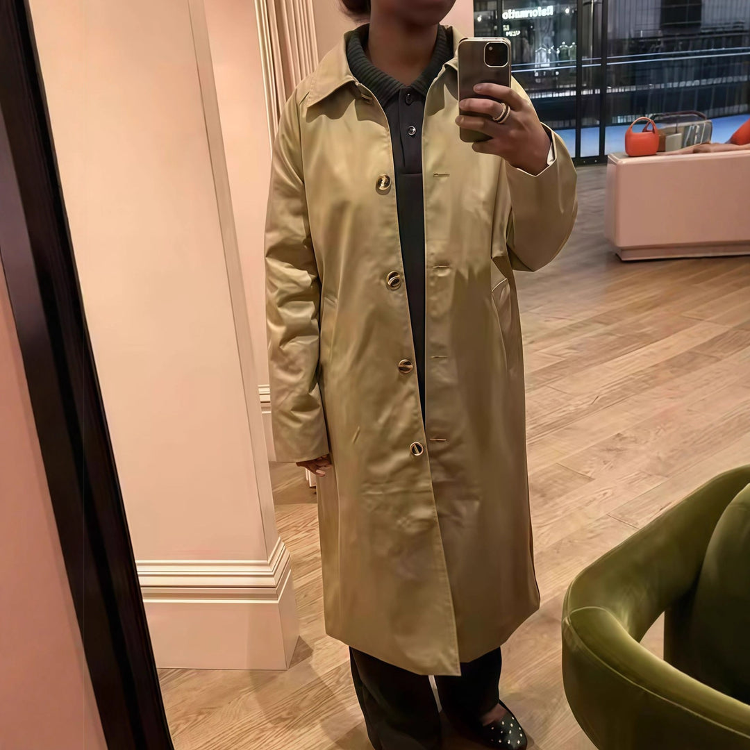 Women Elegant Trench Coat with Checked Lining and Loose Fit Lune London