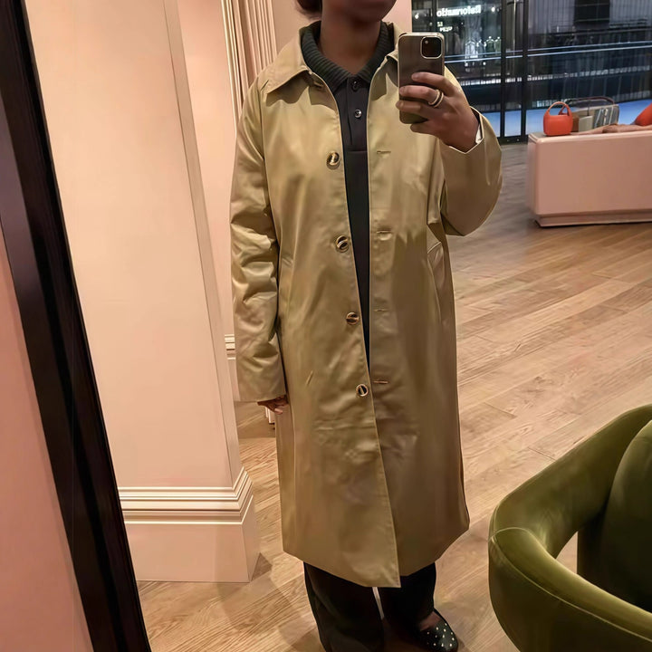 Women Elegant Trench Coat with Checked Lining and Loose Fit Lune London