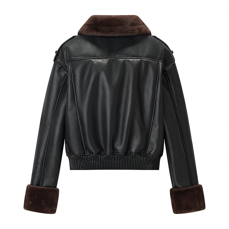 Veste en simili cuir pour femme avec doublure douce et détails matelassés Chic & Stil