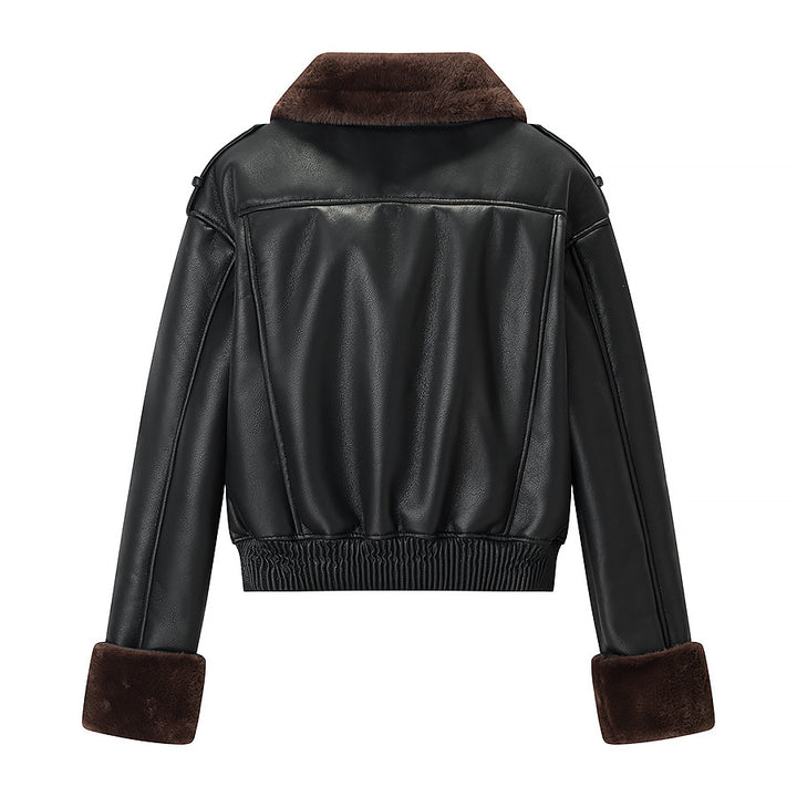 Veste en simili cuir pour femme avec doublure douce et détails matelassés Chic & Stil