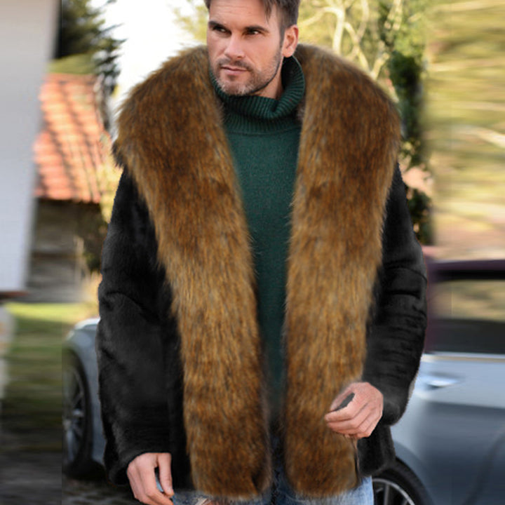 Men's faux fur coat with large collar and elegant details Lune London