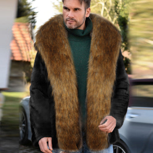 Men's faux fur coat with large collar and elegant details Lune London
