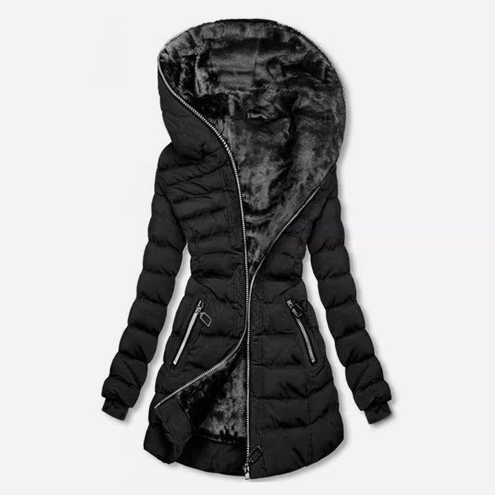 Women's winter jacket lined with high collar and stylish zip pockets Lune London