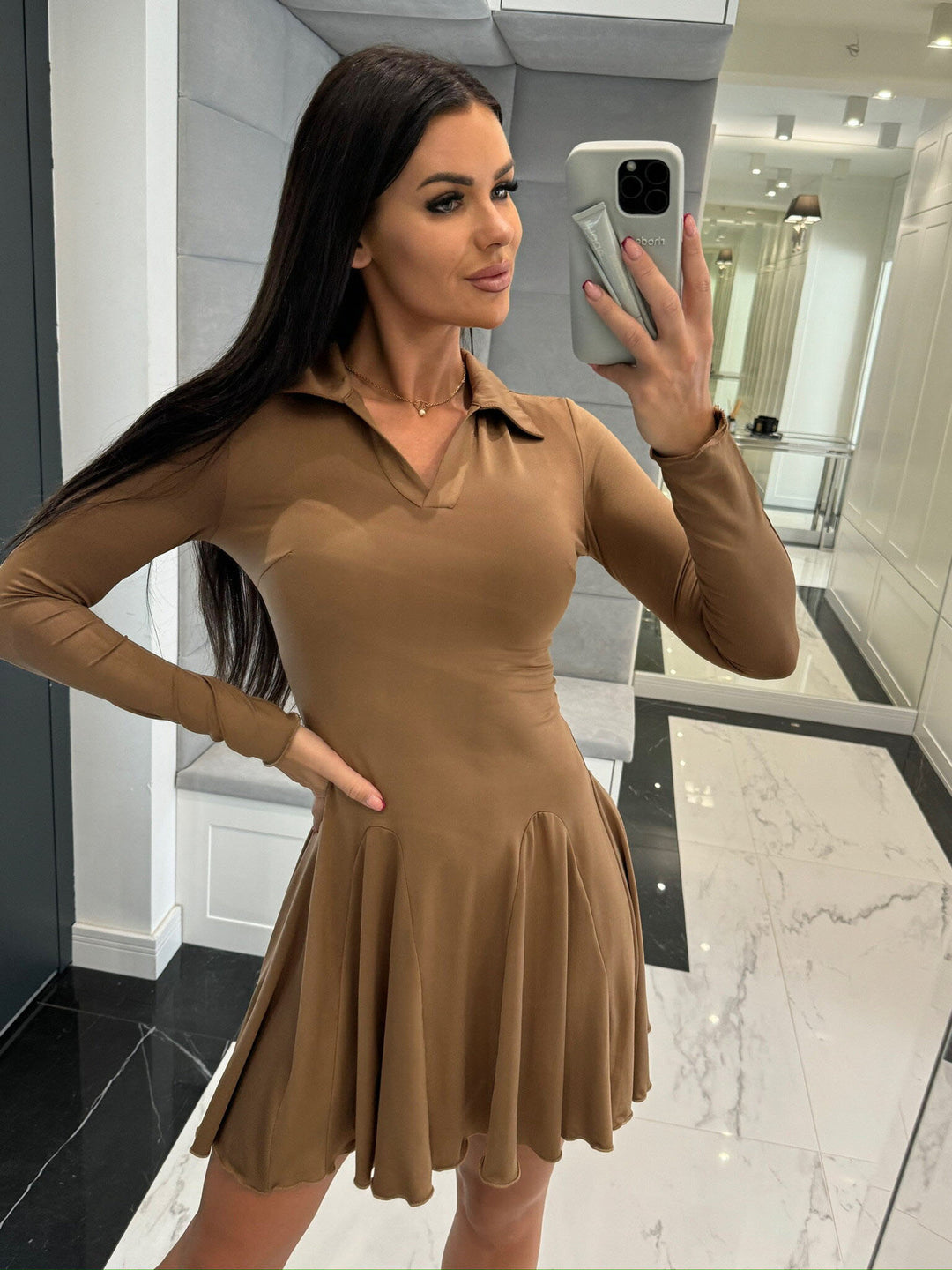 Sport dress for women with polo collar and flared skirt Lune London