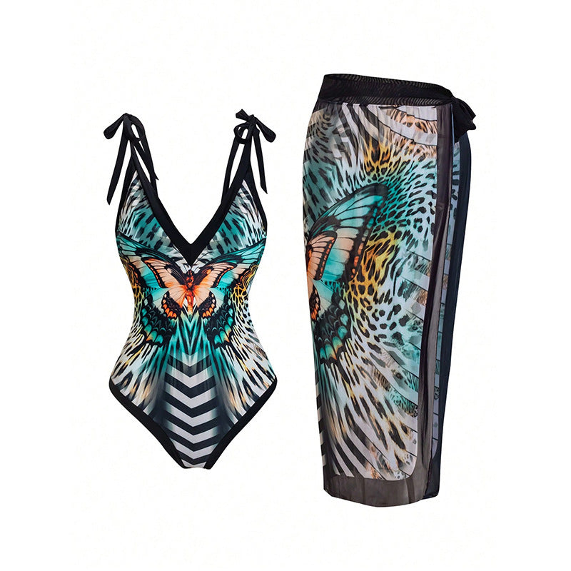 Ladies butterfly print swimsuit set Lune London