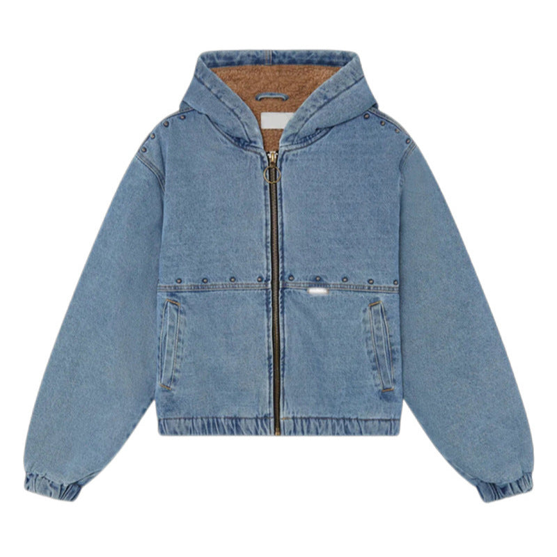 Veste en denim pour femmes avec capuche et poches Chic & Stil