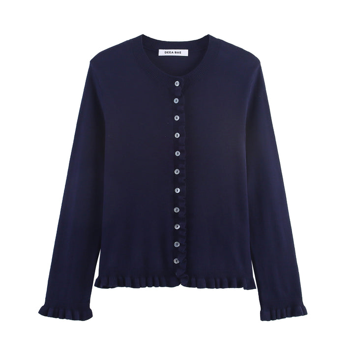 Ladies elegant cardigan with ruffle details Lune London