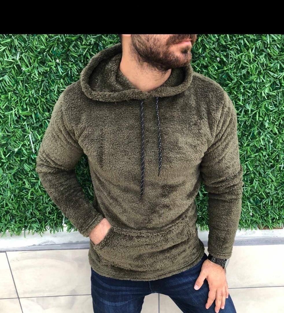 Cozy fleece sweater for men with practical kangaroo pocket and hood Lune London
