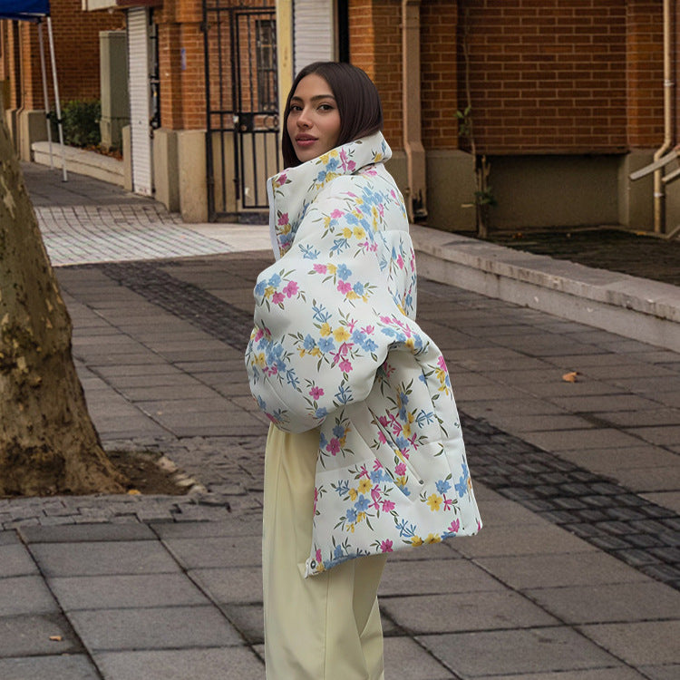 Leisure jacket for women with floral pattern and voluminous sleeves Lune London