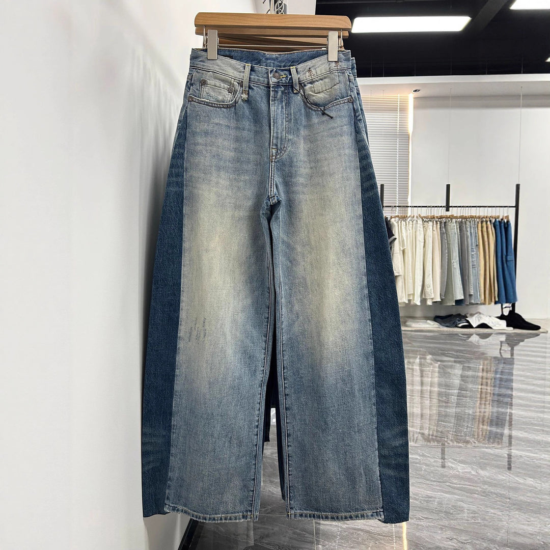 Chic and Stylish Women's Baggy Jeans with Two-Tone Effect