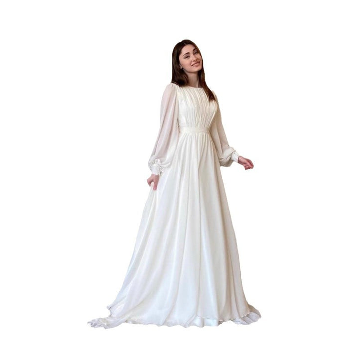 Women's Maxi Party Dress with Long Flowing Sleeves and Lace Accents Lune London