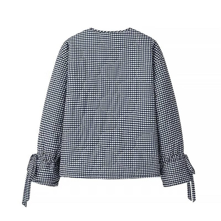 Lady quilted jacket with gathered sleeves and decorative snap buttons Lune London