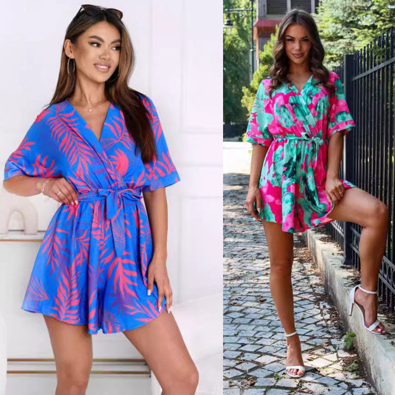 Ladies Tropical Print Wrap Dress Lune London