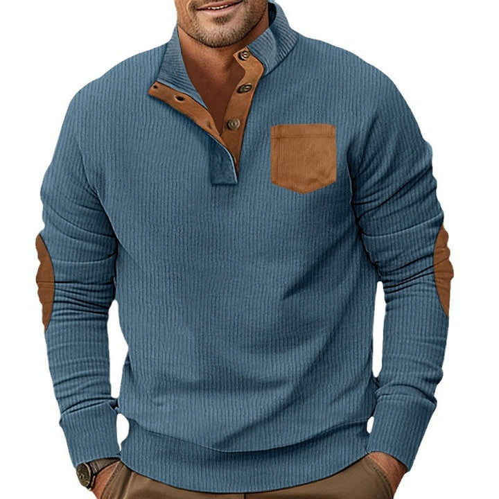Men's Comfortable Sweater with High Collar and Contrasting Details Lune London