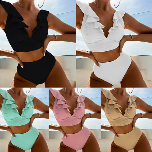 Ladies Ruffle V-Cut Swimsuit Set Lune London
