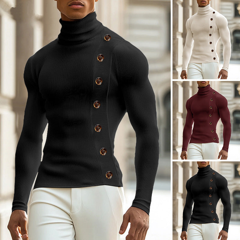 Women's long sleeve turtleneck sweater with button details Lune London