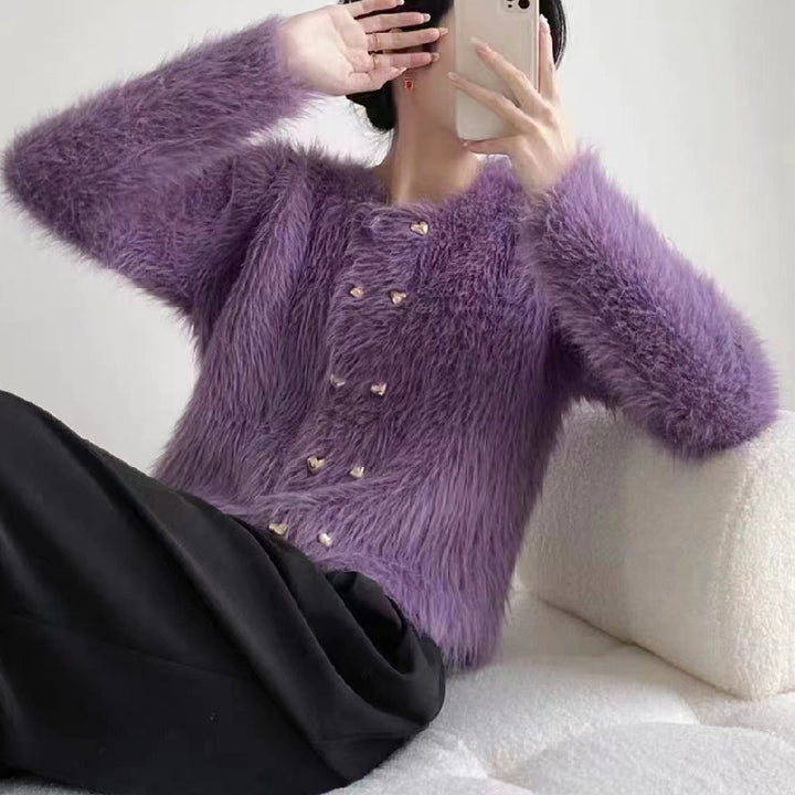 Cardigan moelleux pour femme avec détails de boutons dorés Chic & Stil