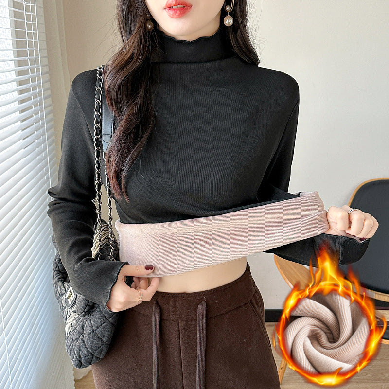 Women's fitted long sleeve top with high collar Chic & Stil