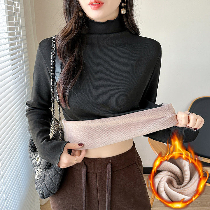 Women's fitted long sleeve top with high collar Chic & Stil
