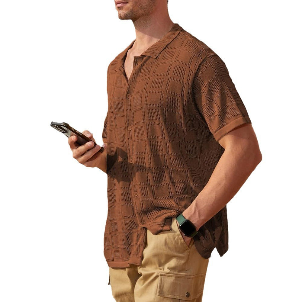 Casual short-sleeve shirt for men with textured pattern Lune London