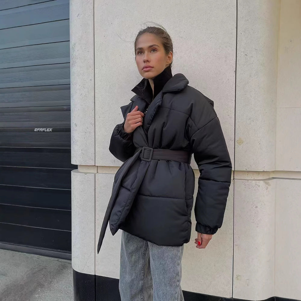 Elegant quilted coat for women with adjustable belt Lune London