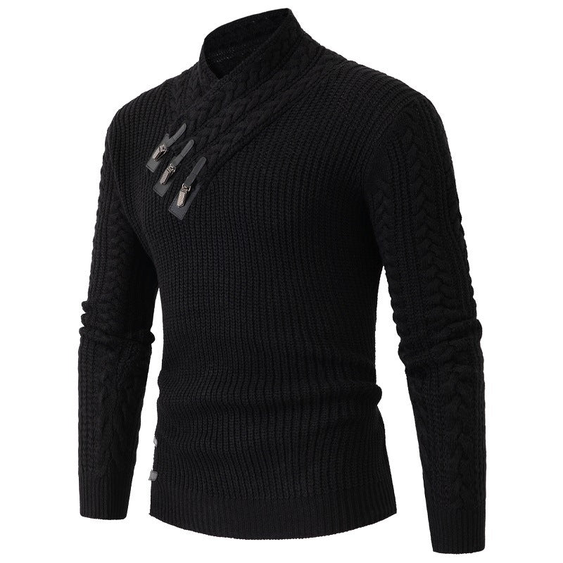 Men's knit sweater with elegant shawl collar and braids pattern Lune London