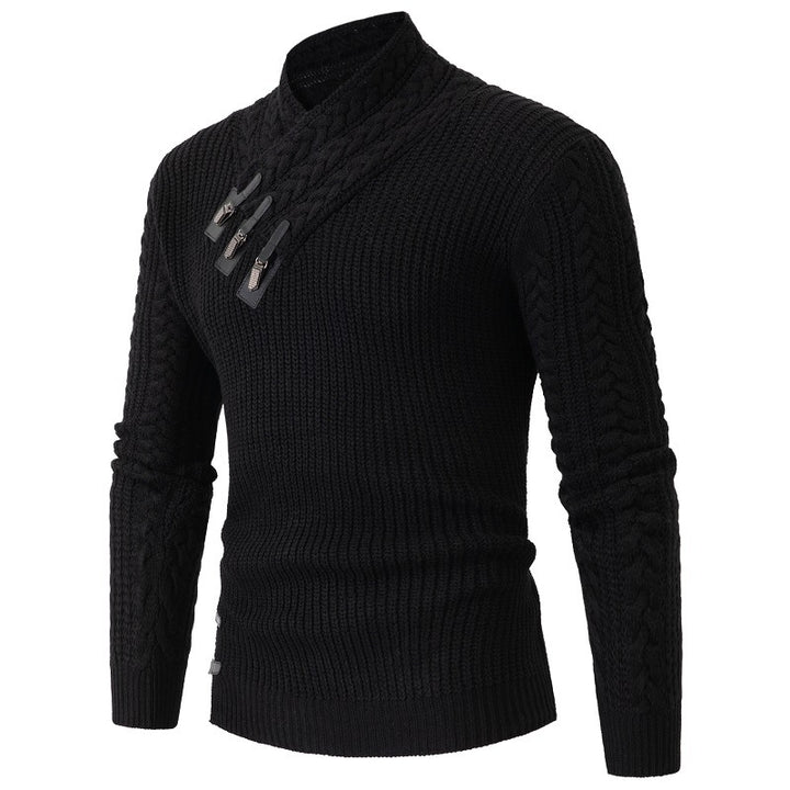 Men's knit sweater with elegant shawl collar and braids pattern Lune London