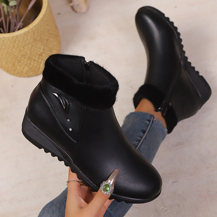 Wedge heel boots for women with soft inner lining and stylish zipper Lune London