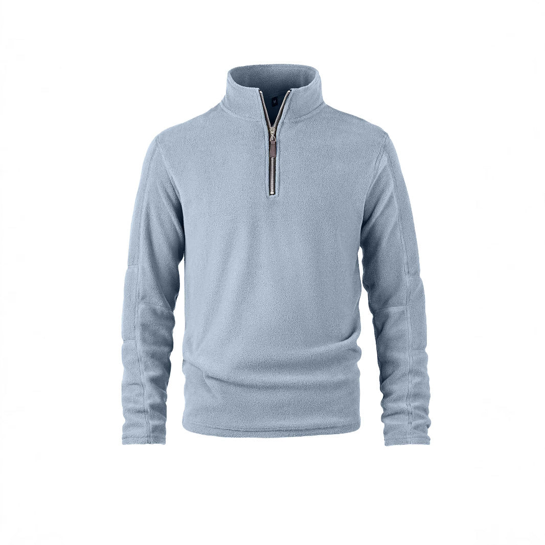 Fleece pullover for men with a high collar and practical zip details Lune London