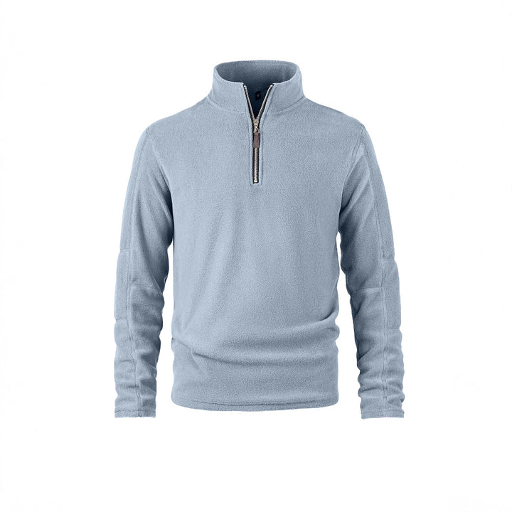 Fleece pullover for men with a high collar and practical zip details Lune London