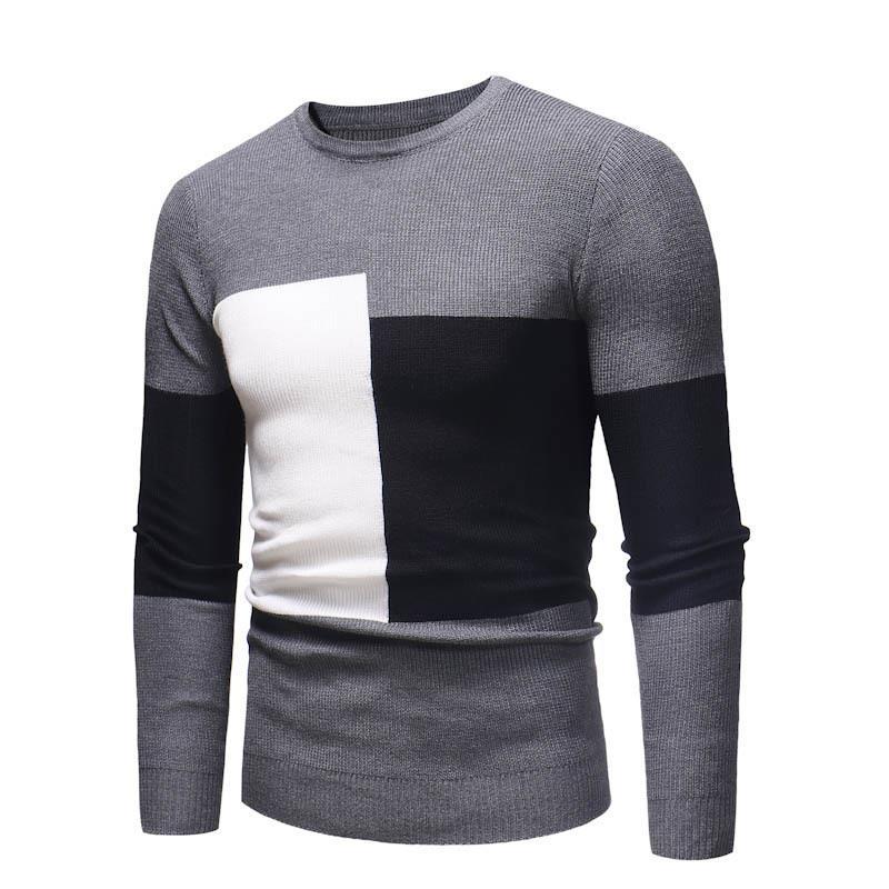 Designer men's sweater with modern block pattern Lune London