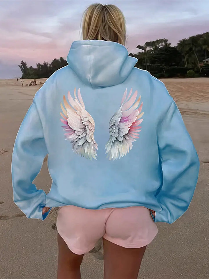 Women's hoodie sweatshirt with imaginative wing motif Chic & Stil