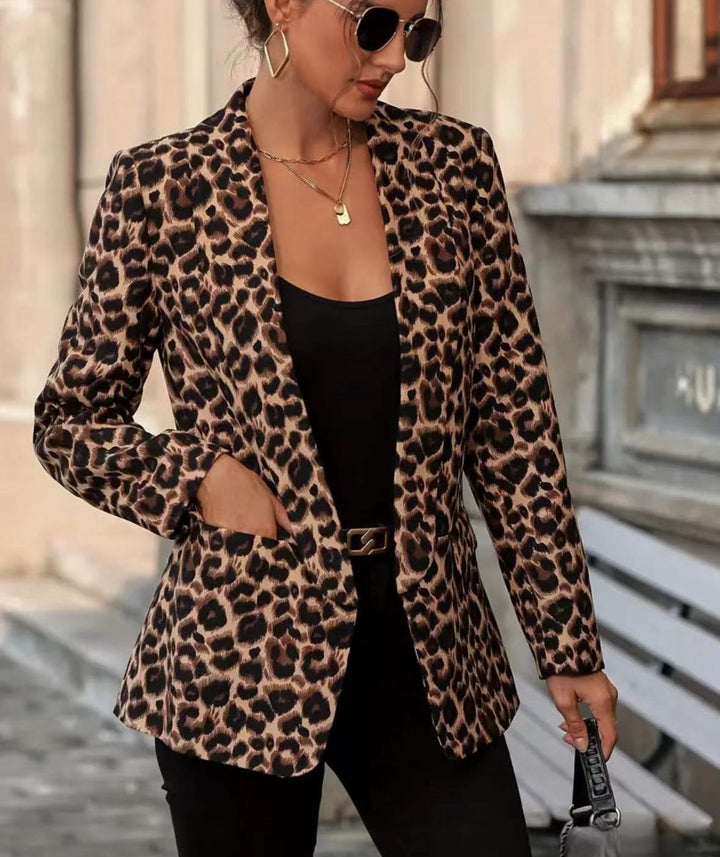Women's Fashionable Blazer In Leopard Design with Slim Fit Lune London