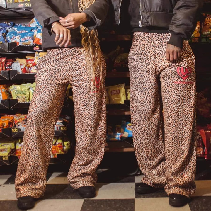 Women's casual leopard print lounge pants with relaxed fit Lune London