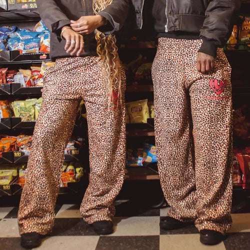 Women's casual leopard print lounge pants with relaxed fit Lune London