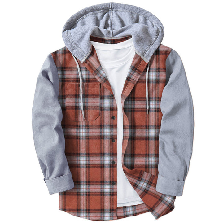 Casual flannel shirts for men with hood and two patch pockets Lune London