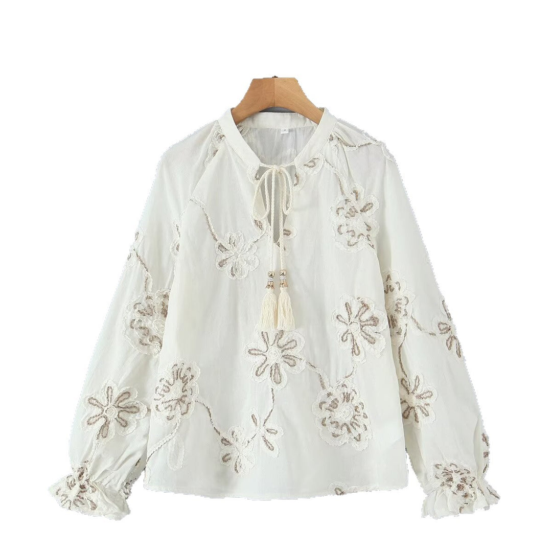 Blouse Élégante Femme Brodée avec Volants Chic & Stil