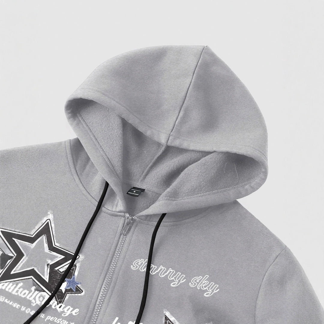 Men's hooded jacket with practical zipper and stylish star pattern Lune London